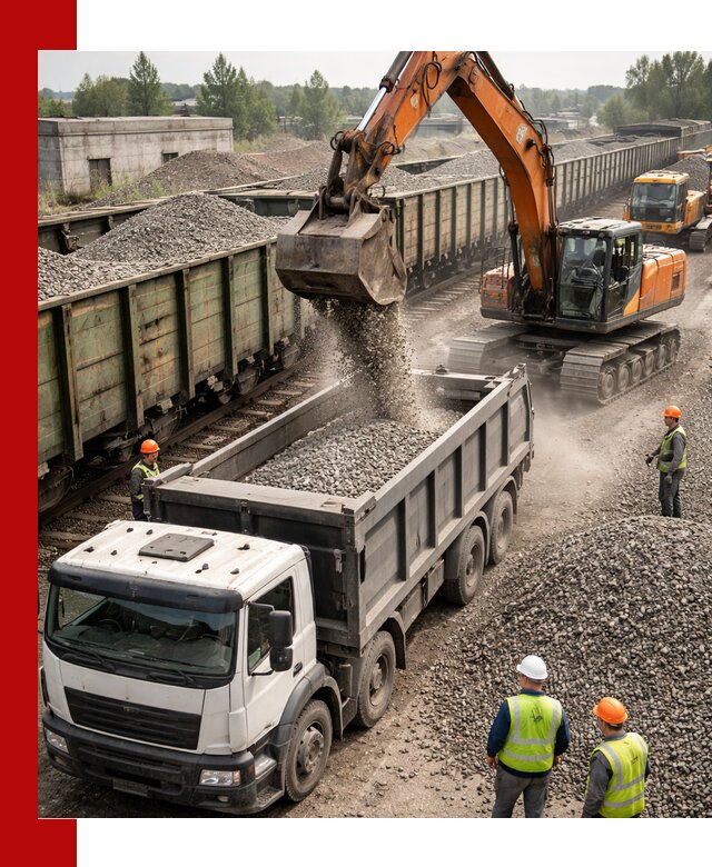 Железнодорожный щебень фракция 25–60 для поставок в Серове