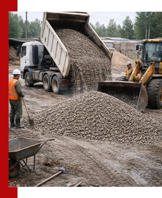 Мытый гравий с доставкой в Серове от карьера до участка