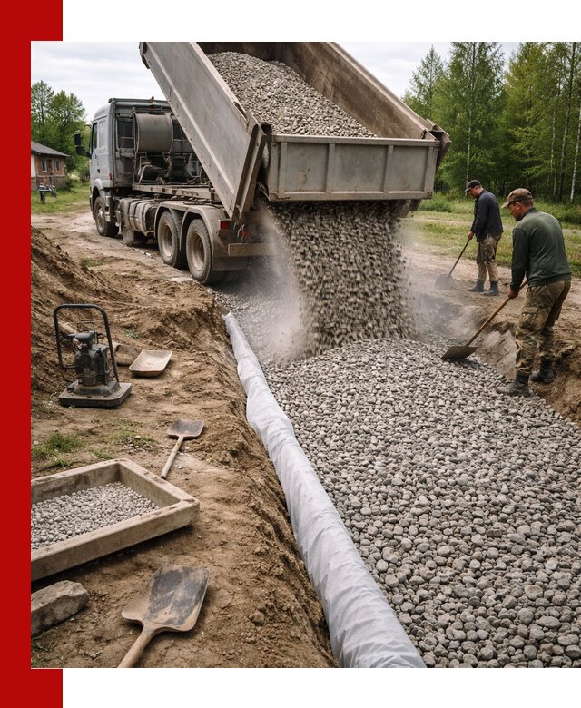 Гравий для дренажа с доставкой в Серове качественный и недорогой