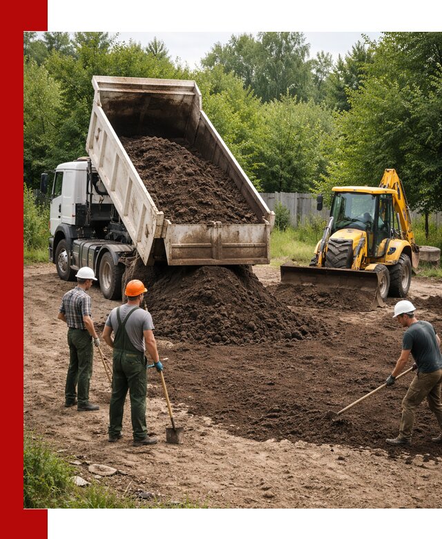 Доставка и укладка грунта для выравнивания участка в Серове