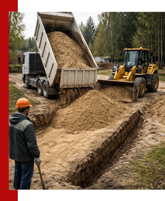 Доставка песчаного грунта в Серове для строительных работ
