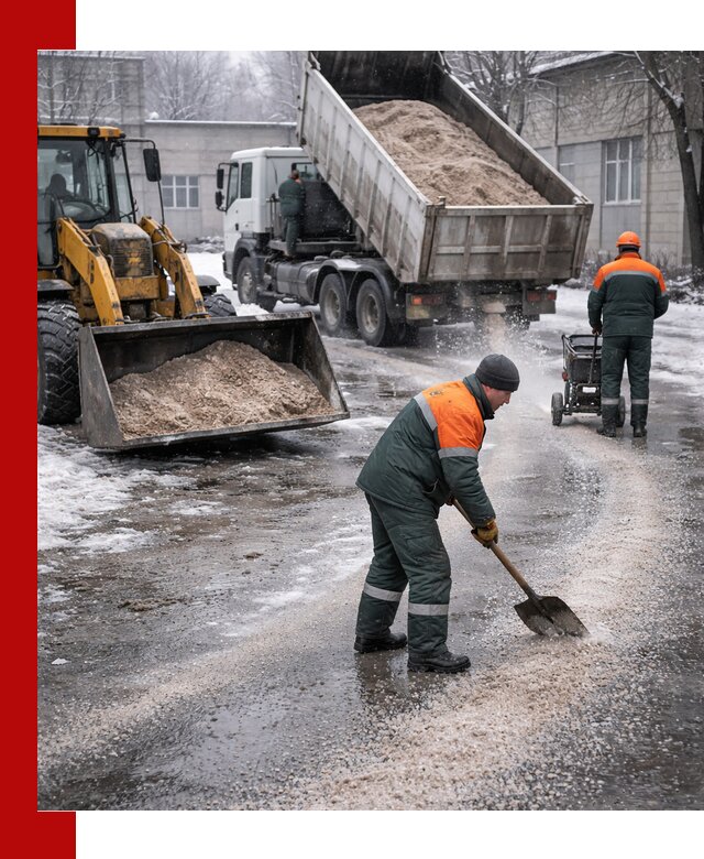 Реагент против гололеда с доставкой и нанесением в Серове