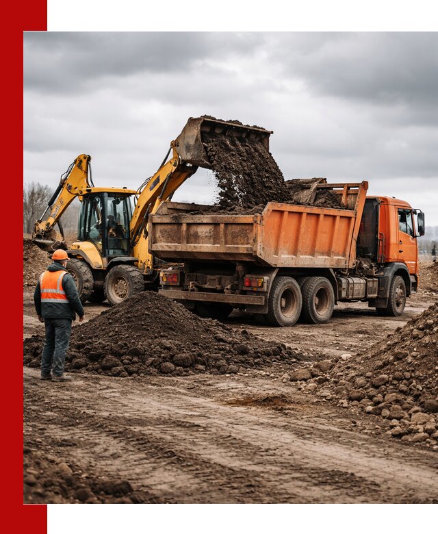 Вывоз грунта и строительного мусора в Серове грузовыми самосвалами