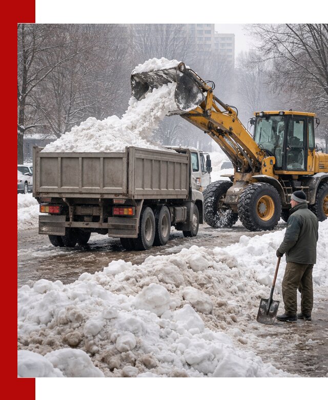 Вывоз снега грузовой техникой в Серове оперативно и чисто
